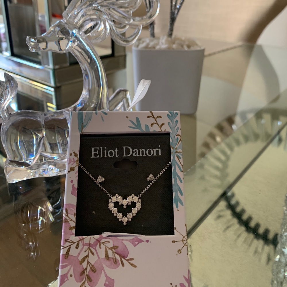 Heart crystal charm necklace and earrings set